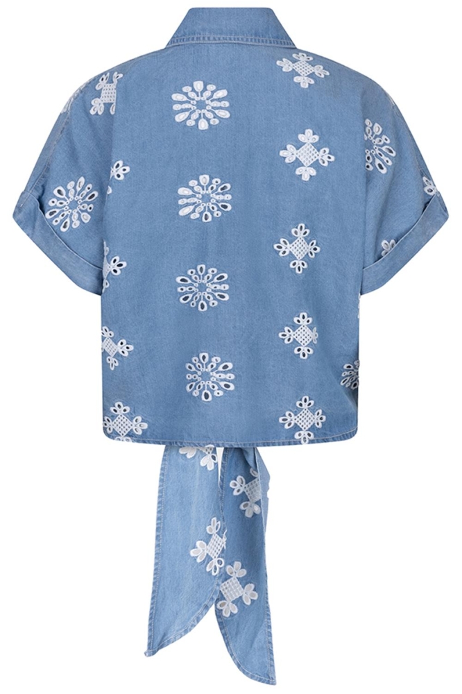 BLOUSE KNOT CHAMBRAY HS25 28208 600 blue